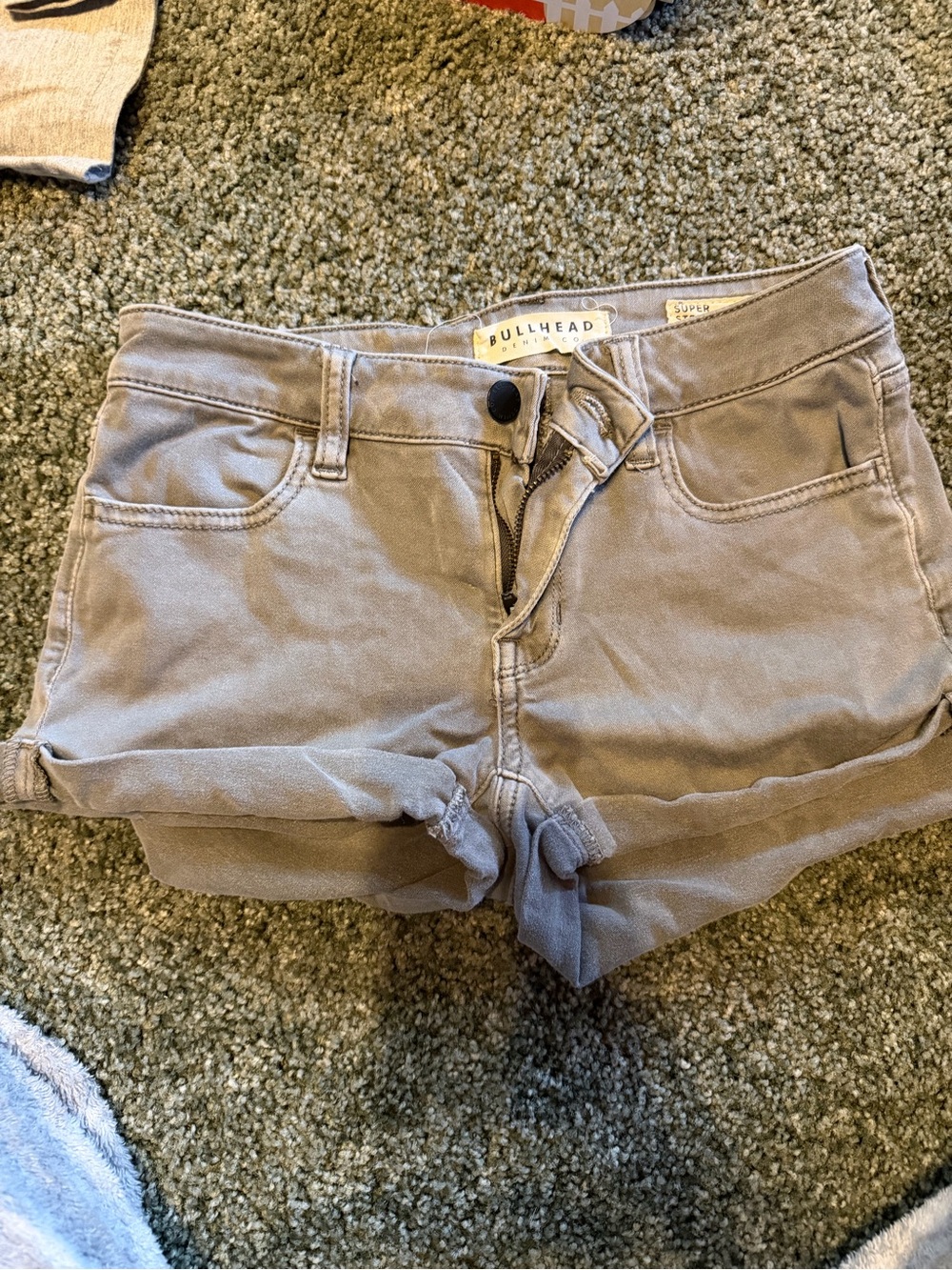 Bullhead Women's High-Rise Rolled Hem Jean Shorts — gray